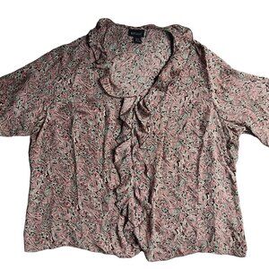 LANE BRYANT 3/4 Sleeve Ruffled Silk Blouse